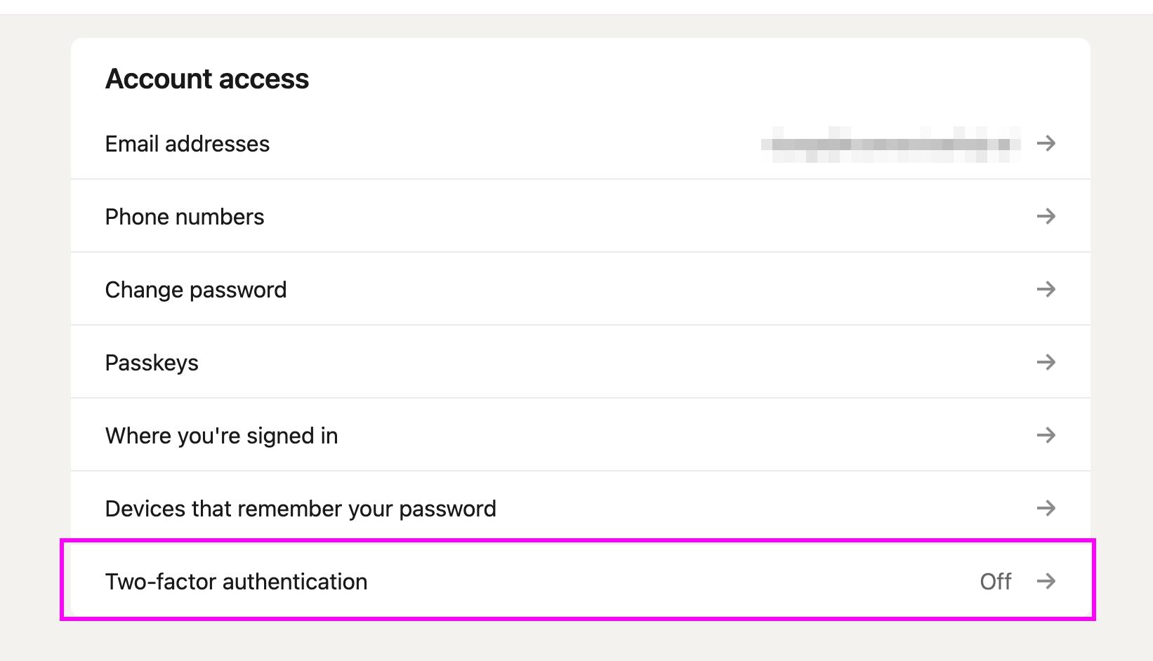 LinkedIn Account Access page