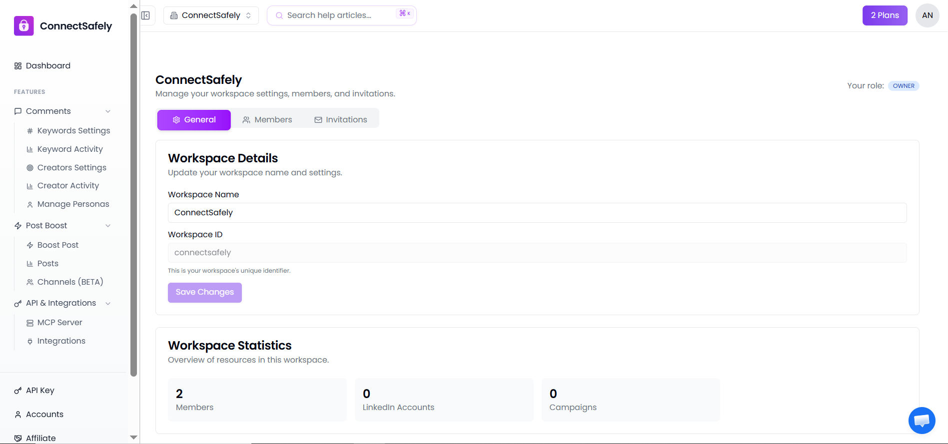 Invitation acceptance page showing workspace details